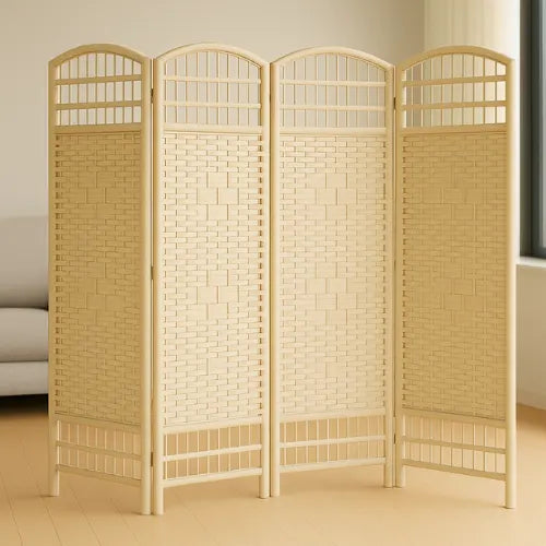Biombo Separador De Ambientes Divisor Con 4 Paneles Plegable