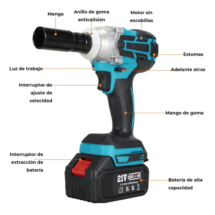Taladro Gaccoa Llave Impacto 128v 5ah 550nm Maletín