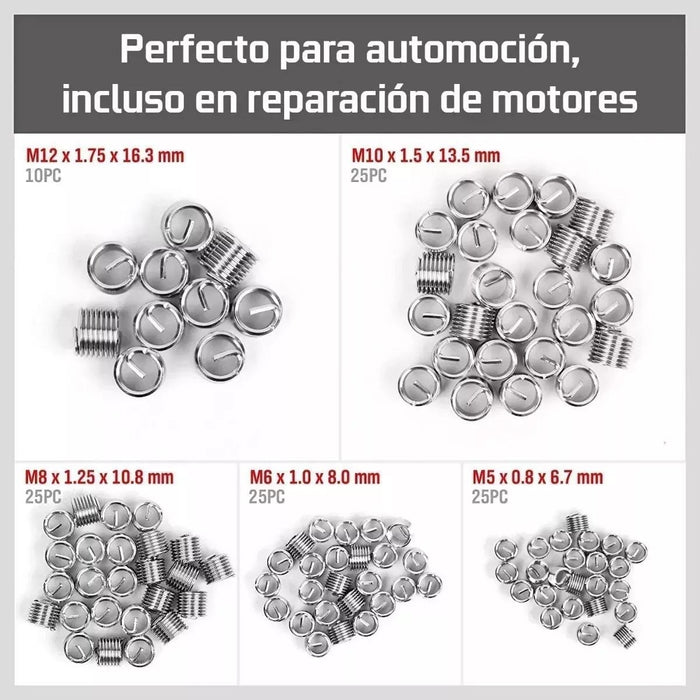 Kit 131 Insertos Helicoil Reparacion Hilos Dañados