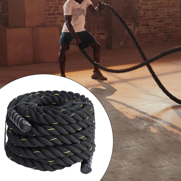 Cuerda Crossfit Correa Profesional Gym Batle Rope 5mmx12mts Negro
