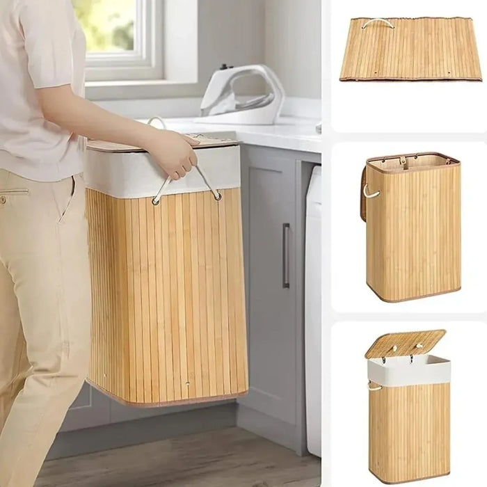 Canasto Cesto De Ropa Tapa Canasto Plegable Organizador Baño
