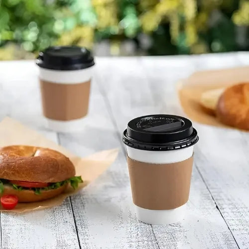 50 Vasos Cafe Kraft 8oz Desechable Polipapel Tapa 236ml Post