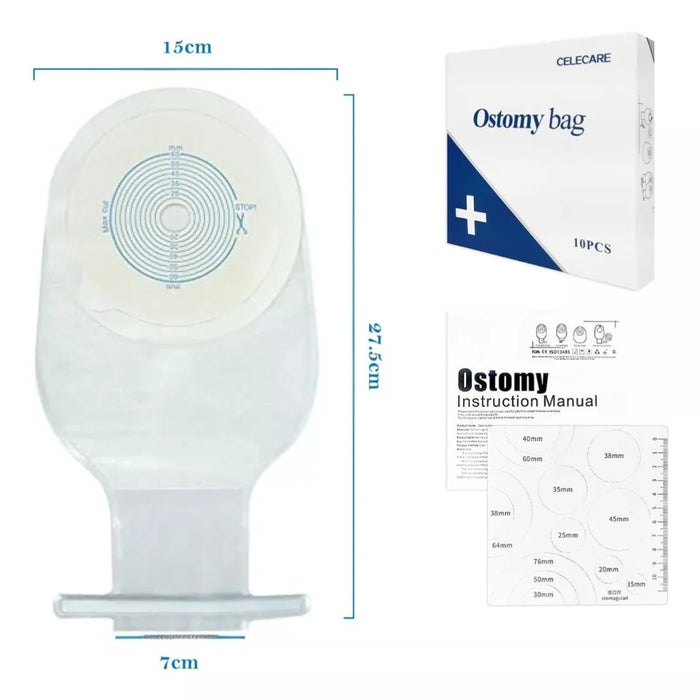 10 Bolsa Colostomía Tela Drenable Con Filtro Anti Olor Gase Blanco