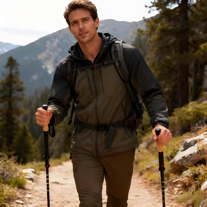 2x Bastones Trekking Aluminio Ajustable Senderismo 3 Tramos