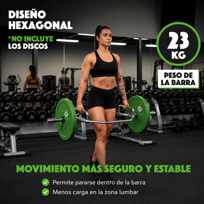 Barra Olimpica Trap Bar Cromada Fitness Profesional Gym 23kg