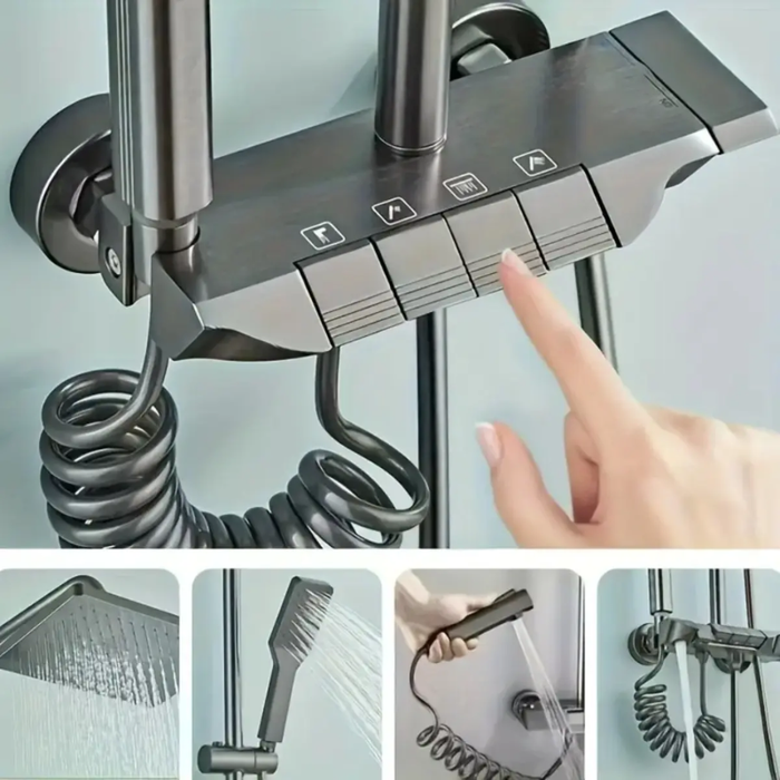 Ducha Columna Moderna Cabezal Monocomando Llave 4 Funciones