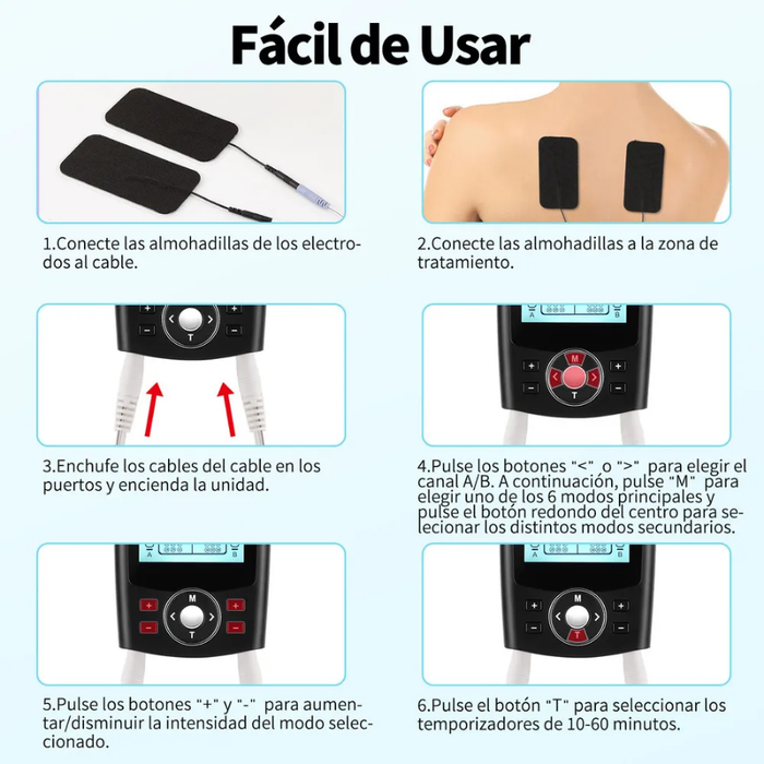 Masajeador Electroestimulador Portatil Tens Electroterapia Negro