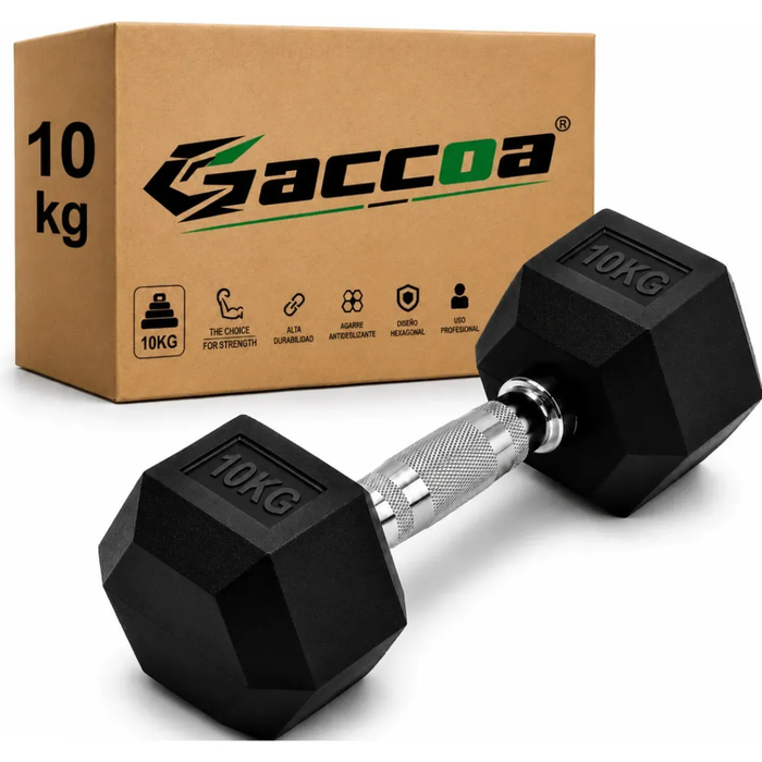 1 Mancuerna Hierro Hexagonal Gym Pesas Caucho Gimnasio