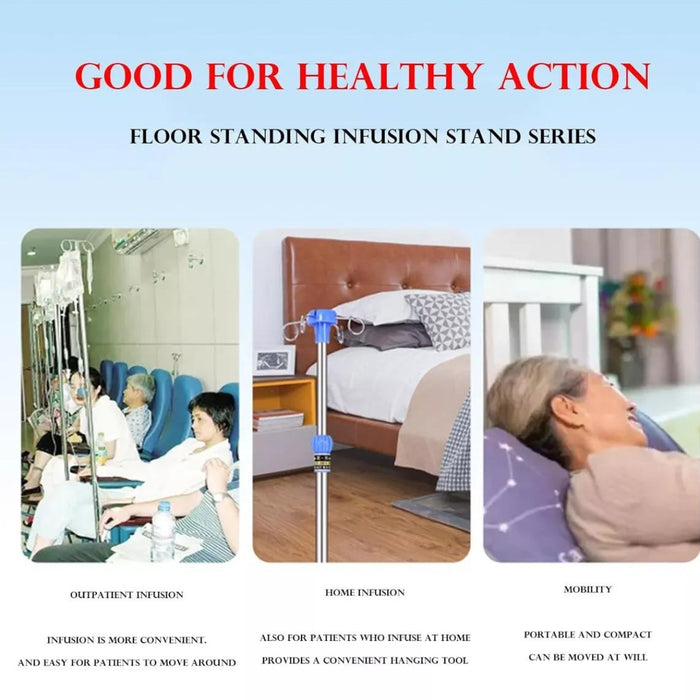 Porta Suero Ajustable 4 Ganchos Base Pedestal 5 Ruedas Suero