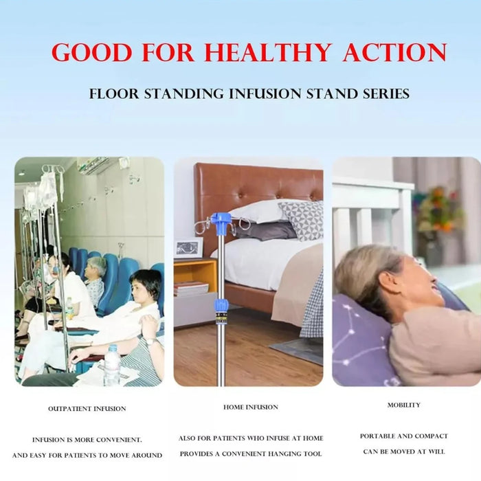 Porta Suero Ajustable 4 Ganchos Base Pedestal 5 Ruedas Suero