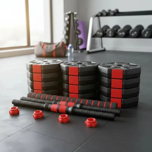 Mancuernas Barra Ajustables Pesas Discos Unible Fitness 30kg