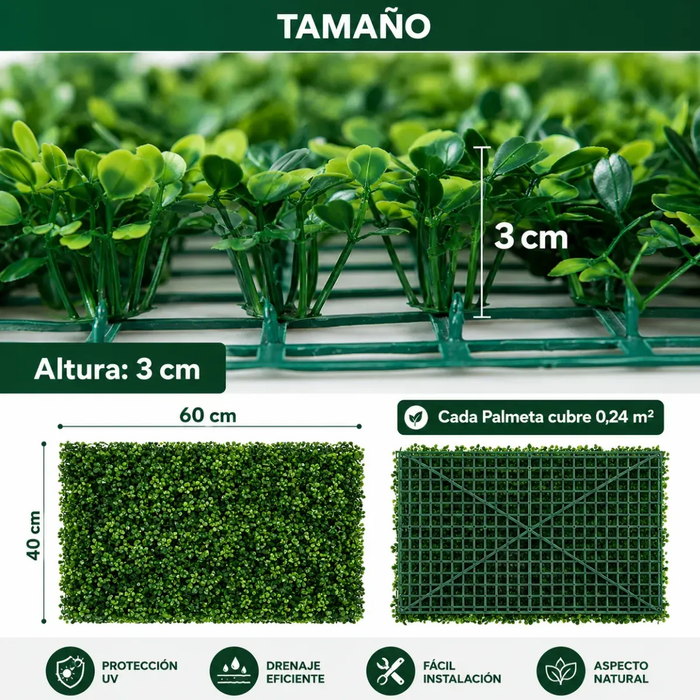 X10 Jardin Vertical Muro Palmeta Artificial Trebol 60x40 Cm Rectangula