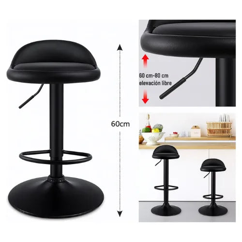 Silla Piso Bar Giratoria Altura Regulable Eco Cuero Taburete