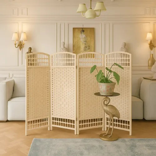 Biombo Separador De Ambientes Divisor Con 4 Paneles Plegable