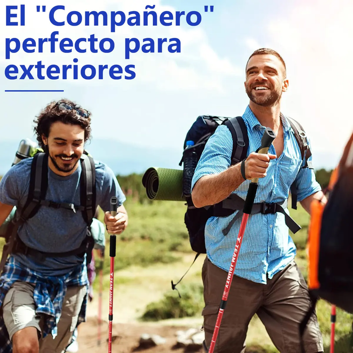 2x Bastones Trekking Aluminio Ajustable Senderismo 3 Tramos