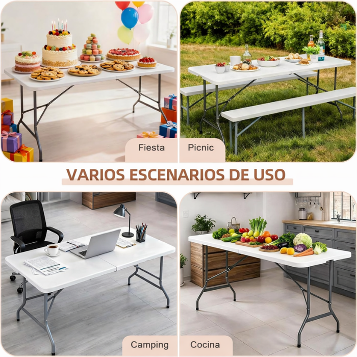 Mesa Plegable Terraza Maleta Portatil Camping Jardin 180x70
