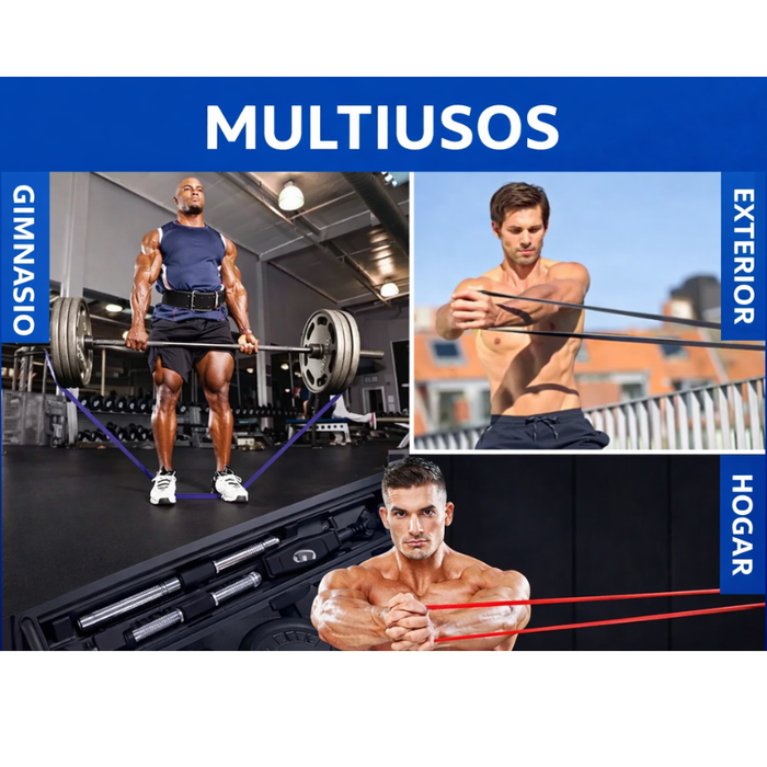 Bandas Elasticas Resistencia Fitness + Correa De Ejercicios Variado