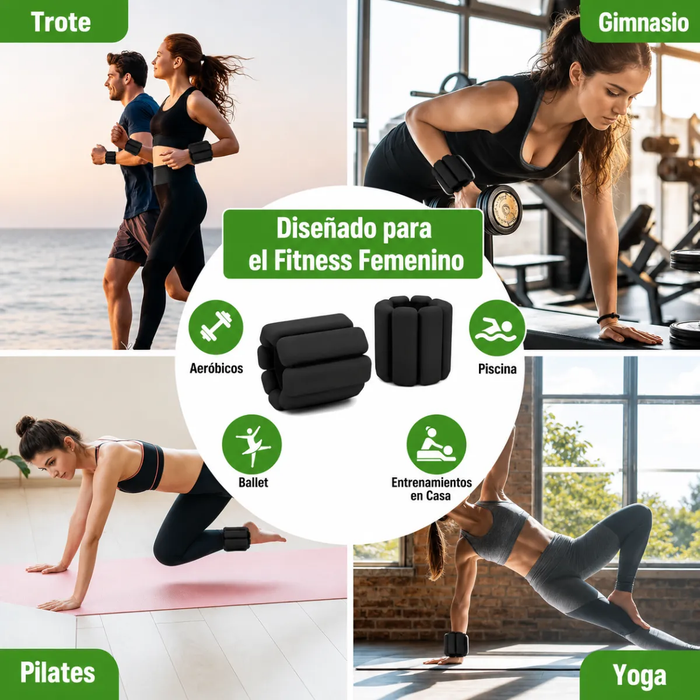 Kit 2 Brazaletes Pesas Tobillos Gym Muñecas Ajustable 2 Lbs