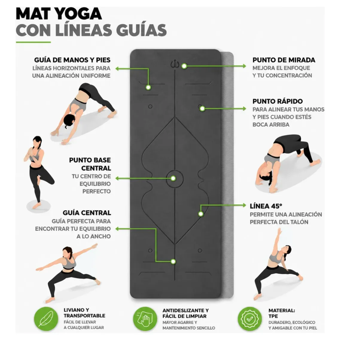 Mat Yoga Antideslizante Tapete Alfombra Ejercicio Pilate 5mm