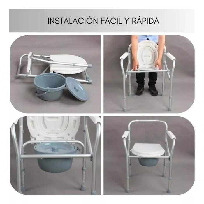 Silla Cómodo Baño Plegable 3 En 1 Aumento Ajustable Ducha/wc