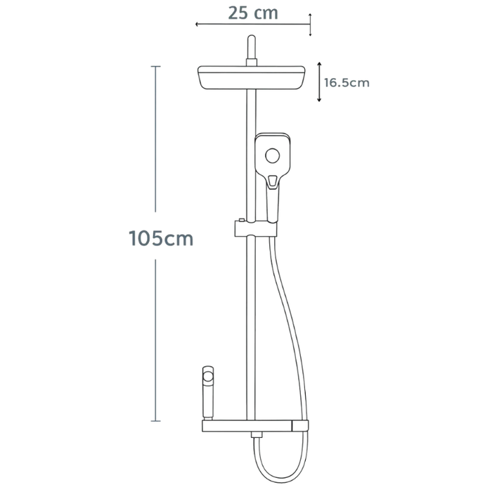 Ducha Columna Moderna Cabezal Monocomando Llave 4 Funciones
