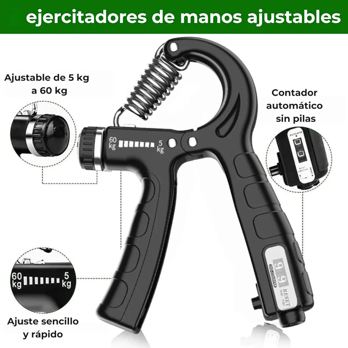 Set Hand Grip Ejercitador Manos Antebrazo Ajustable 5-60 Kg