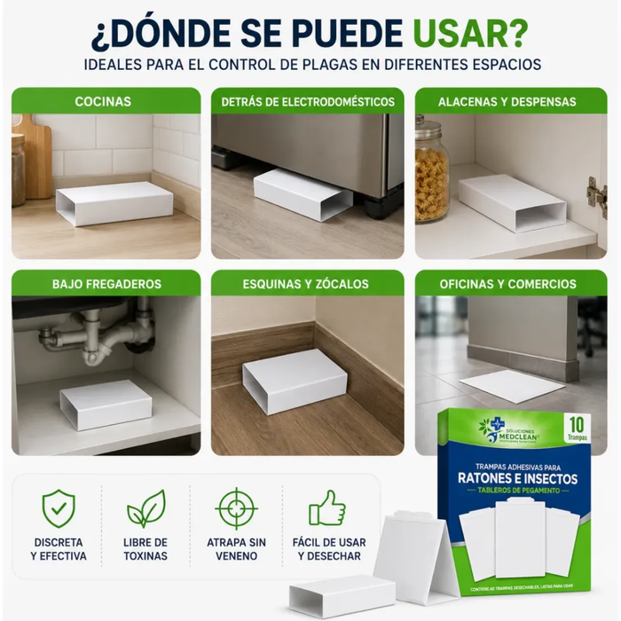 10 Trampa Adhesiva Insecto Rata Papel Atrapa Laucha 10x7 Cm