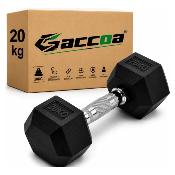 1 Mancuerna Hierro Hexagonal Gym Pesas Caucho Gimnasio