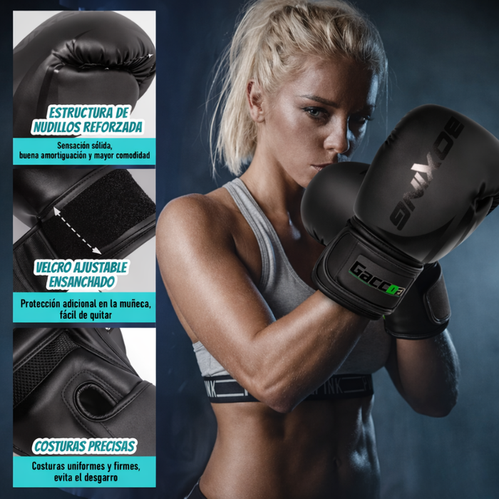 Guantes De Boxeo Profesional Entrenamiento Velcro Mma 12 Oz 12 Oz Negro