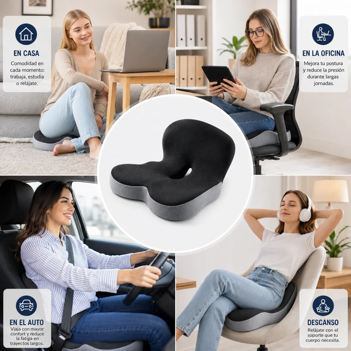 Cojin Memoria Lumbar Ortopedico Viscoelastica Asiento Silla