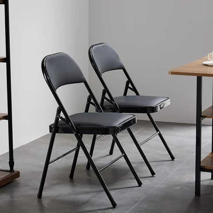 Silla Plegable Metálica Asiento Acolchados Resistente Evento Negro
