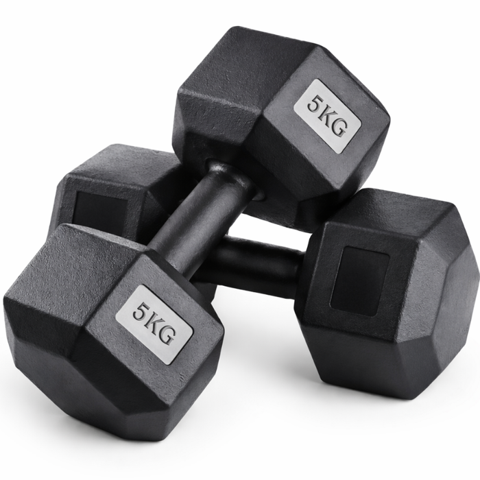 Par Mancuernas Pvc Hexagonal Gym Pesas Caucho Gimnasio Negro