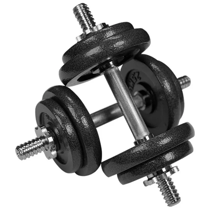 Mancuernas Pesas Discos Barra Ajustables Unible Fitness 50kg Plateado