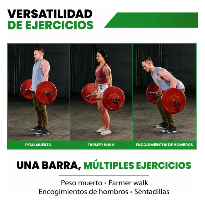 Barra Olimpica Trap Bar Cromada Fitness Profesional Gym 23kg