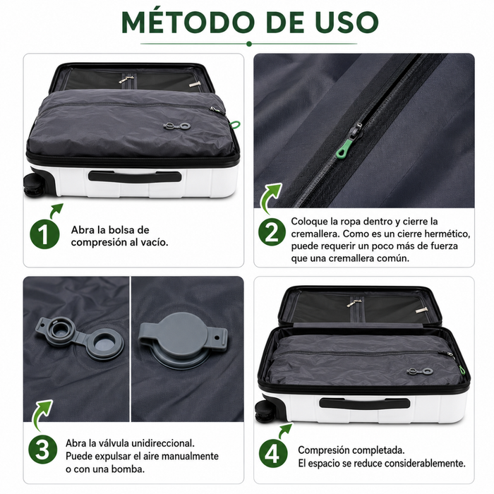 Bolsas Compresion Bolsa Viaje + Bomba Guardar Ropa Vacio 16l
