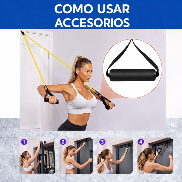 Bandas Elasticas Resistencia Fitness + Correa De Ejercicios Variado