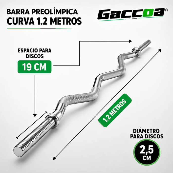 Barra Preolimpica Curl Z 4.2kg Fitness Gym Profesional 120cm