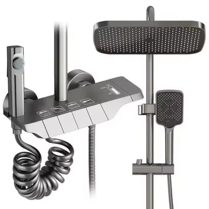 Ducha Columna Moderna Cabezal Monocomando Llave 4 Funciones