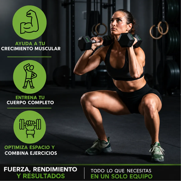1 Mancuerna Hierro Hexagonal Gym Pesas Caucho Gimnasio