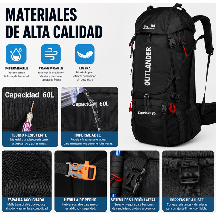 Mochila De Trekking Senderismo Acampar Camping Outdoor 60lts