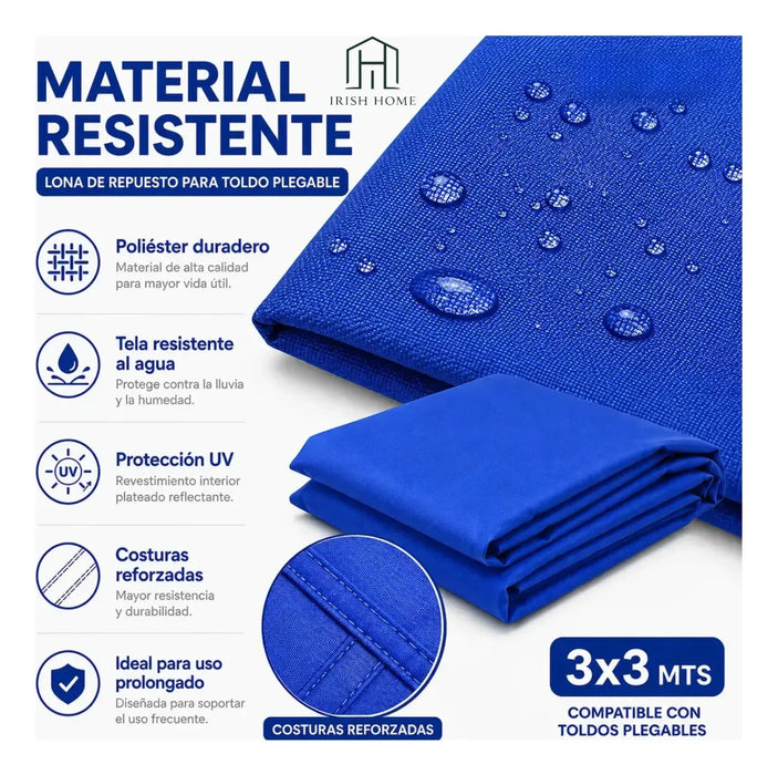 Lona Impermeable Carpa Repuesto Resistente Exterior 3x3 Mts