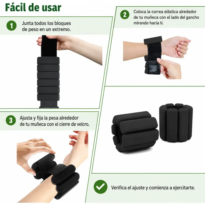 Kit 2 Brazaletes Pesas Tobillos Gym Muñecas Ajustable 2 Lbs