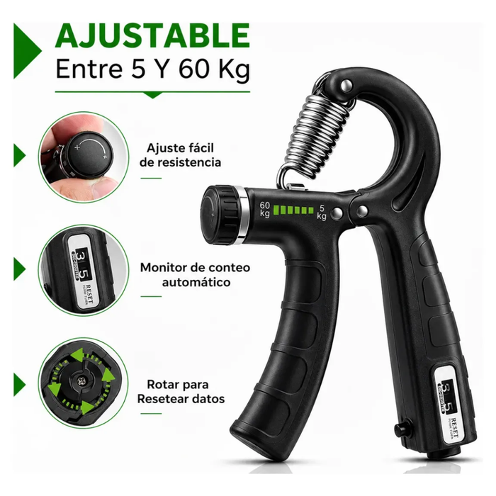 Set Hand Grip Ejercitador Manos Antebrazo Ajustable 5-60 Kg