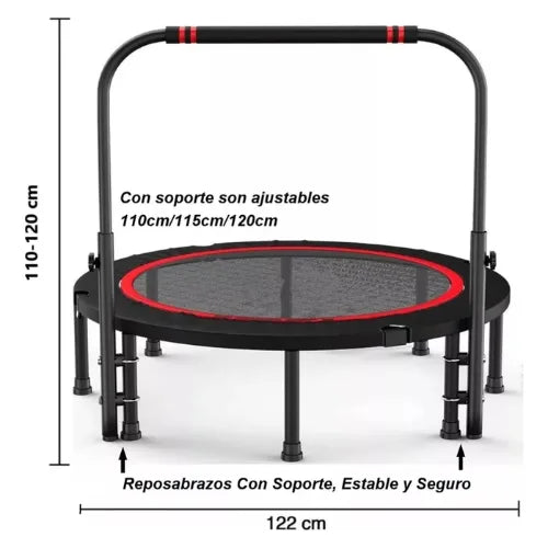 Trampolín Fitness Redondo Plegable Yoga Cama Elastica 120cm
