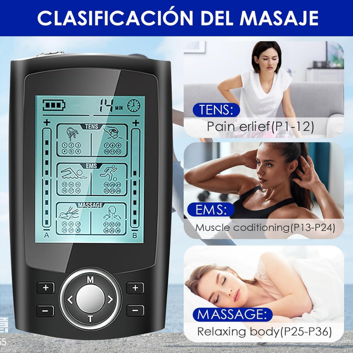 Masajeador Electroestimulador Portatil Tens Electroterapia Negro