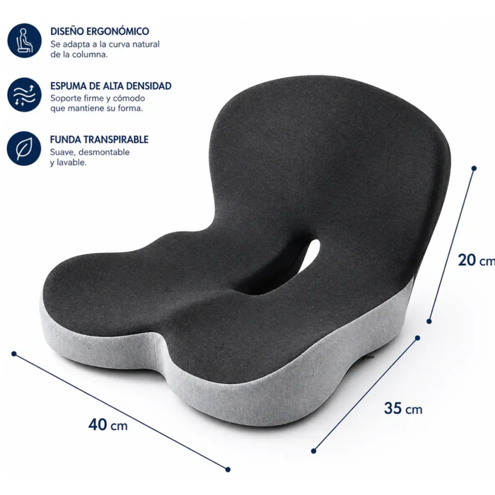 Cojin Memoria Lumbar Ortopedico Viscoelastica Asiento Silla