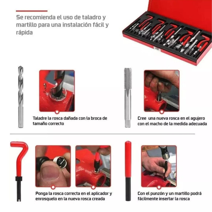 Kit 131 Insertos Helicoil Reparacion Hilos Dañados