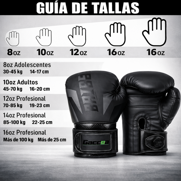 Guantes De Boxeo Profesional Entrenamiento Velcro Mma 12 Oz 12 Oz Negro