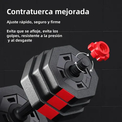 Mancuernas Barra Ajustables Pesas Discos Unible Fitness 30kg