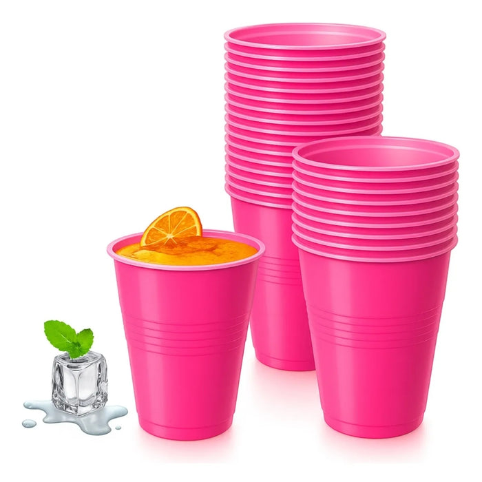 Set 50 Vaso Desechable Grande Fiestas Plasticos Vasos 400 Ml